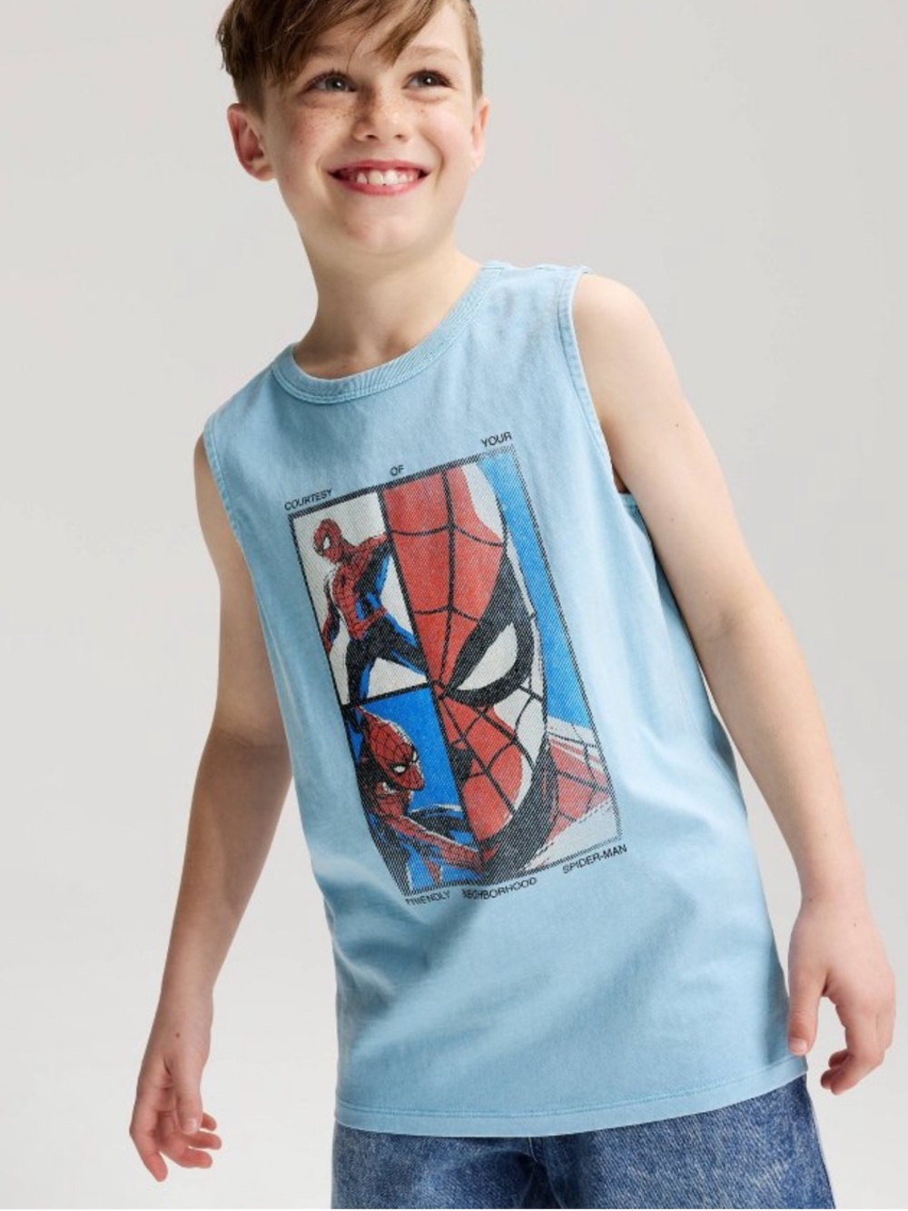 Cat & Jack Light Blue Spider-Man Panel Graphic Tank